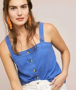 Maeve By Anthropologie Barea Blue botton Down SZ4